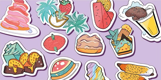 Cute stickers set 90s illustration