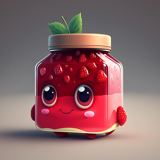 Cute Strawberry Jam Character By Generative AI