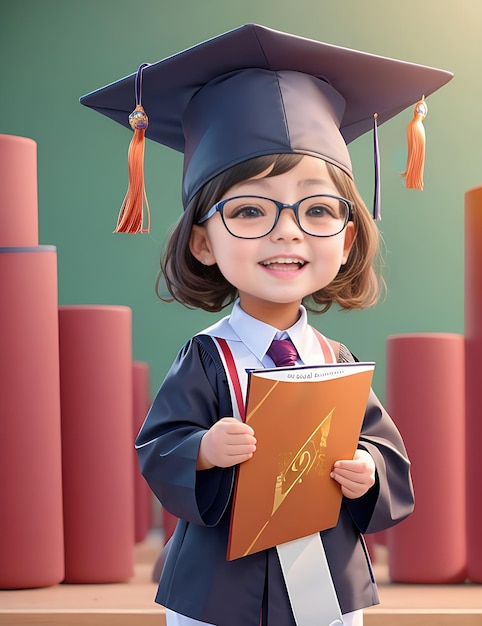 A CUTE Student graduates from the university on Graduation Day the school AI GENERATED