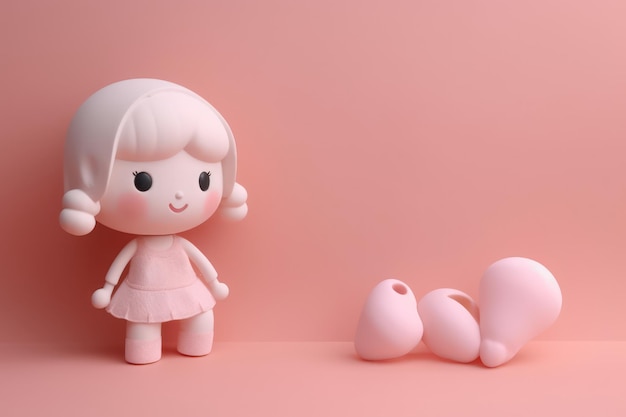 写真 ピンクの愛の背景に座っているかわいいおもちゃ 誕生日の子供のためのバレンタイン テディ・ガール