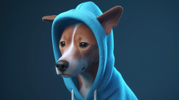 Cute and stylish basenji dog digital art illustration Generative AI