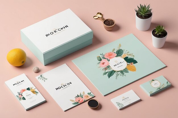 Cute and stylish branding mockup photo