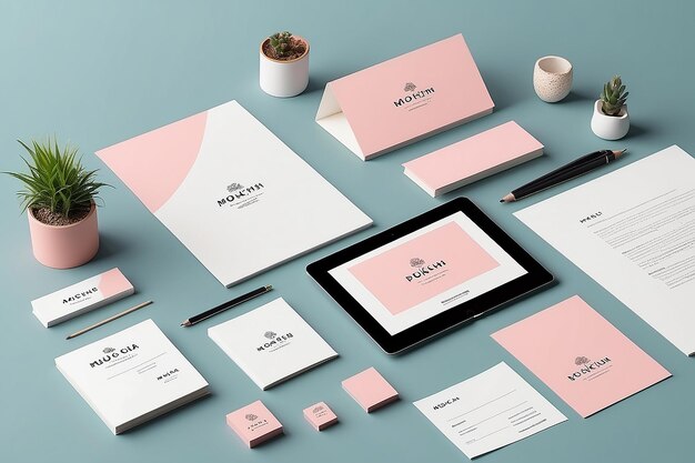 Cute and stylish branding mockup photo