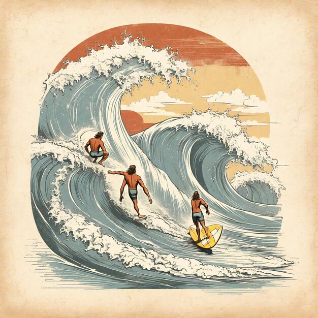 Foto cute surfing clip art ai generato