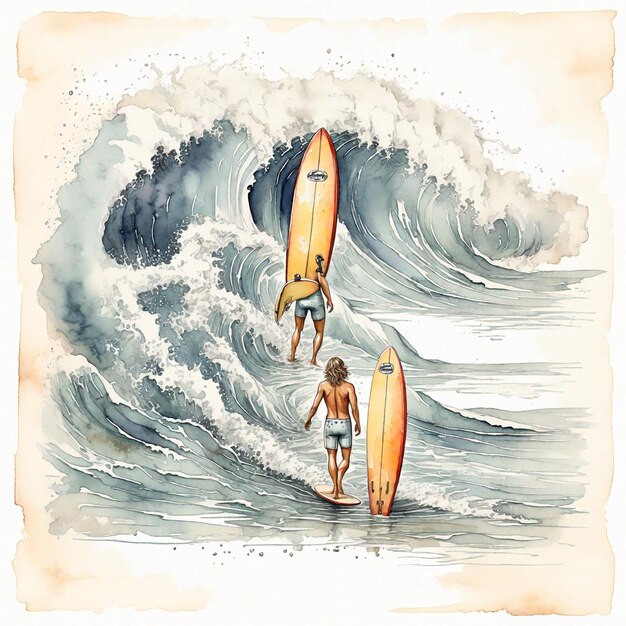 Foto cute surfing clip art ai generato