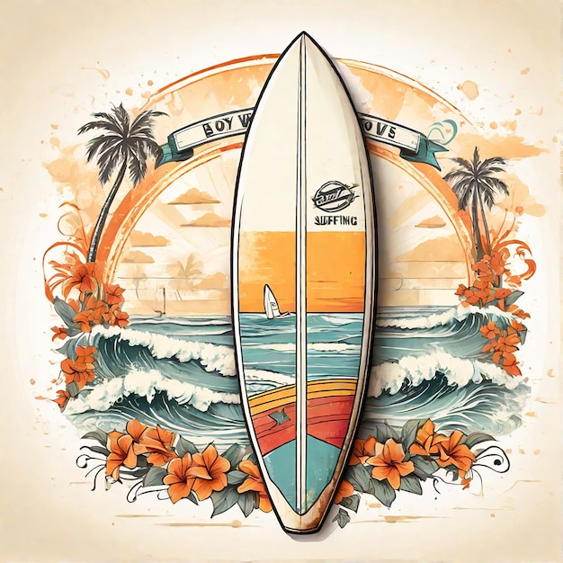 Foto cute surfing clip art ai generato