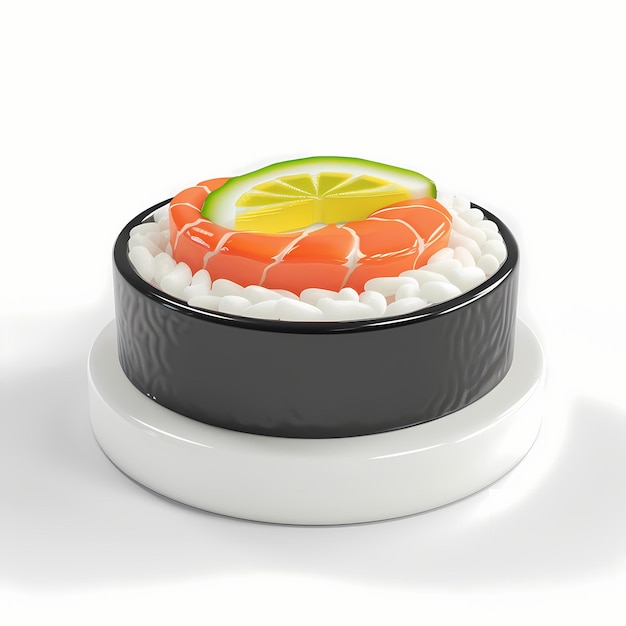 cute Sushi icon 3D render white background generative AI