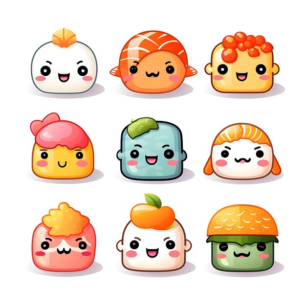 Photo cute sushi stickers for sushi lovers add a touch of kawaii to your personal items