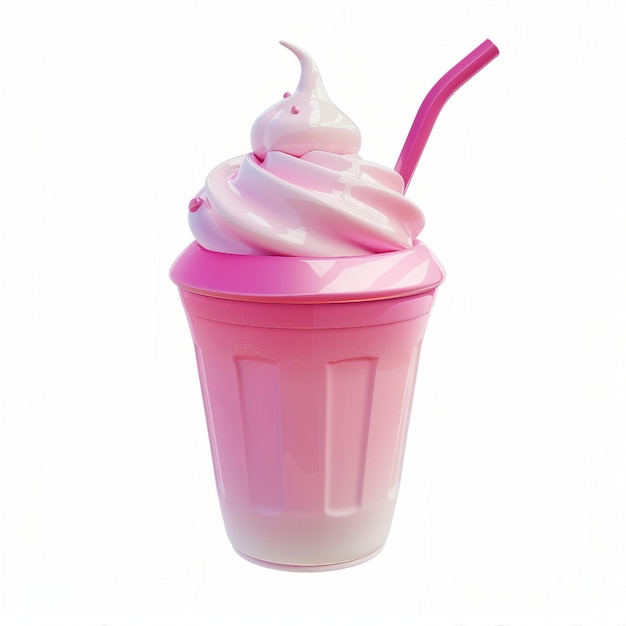 cute sweet drink icon 3D render white background generative AI