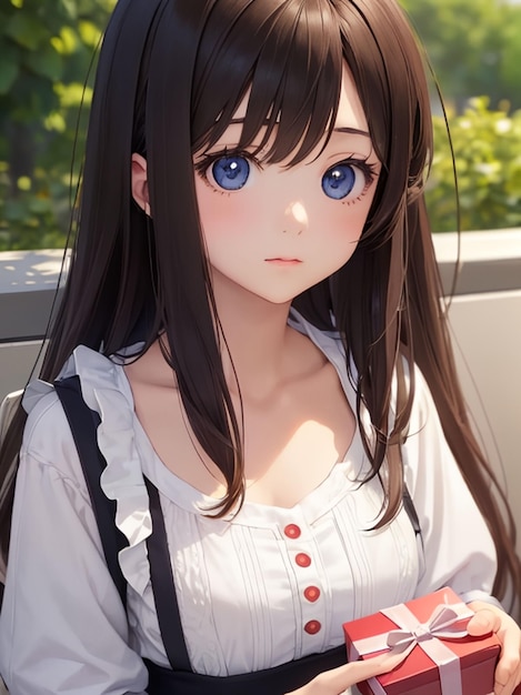 Cute sweet girl in anime style