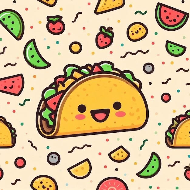 Photo cute taco cartoon illustration