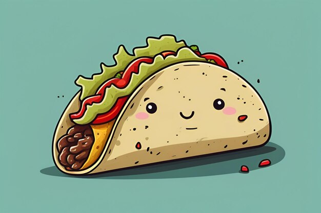 Cute taco digital art style taco cartoon illustration