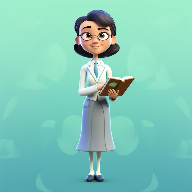 cute teacher 3d character giving a lecture