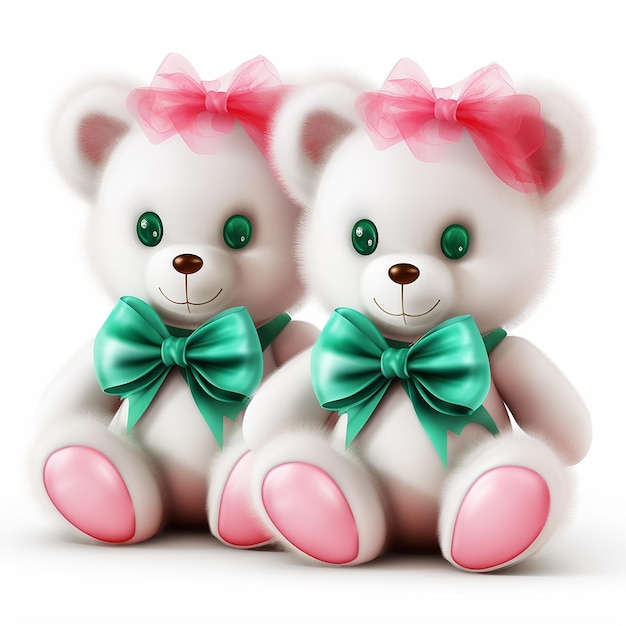 cute teddy bear couple on isolated background