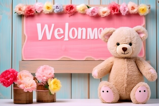 Photo cute teddy bear parade whimsical banner of huggable delights