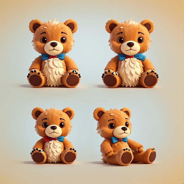 Милый плюшевый медведь, сидящий, мультфильм, векторная икона, иллюстрация, животная природа, икона, концепция, изолированная плоскость