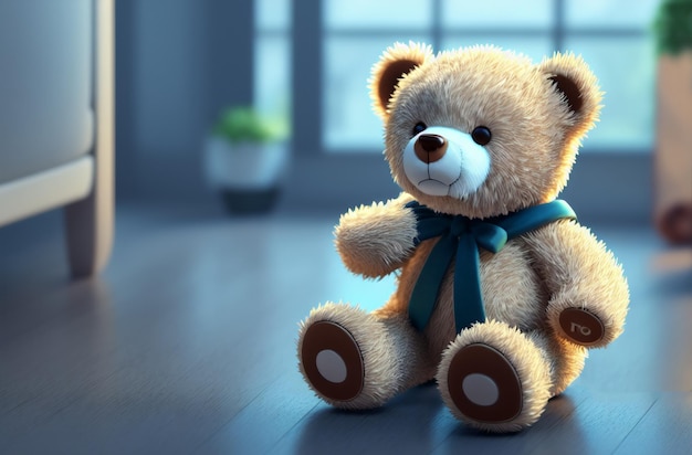 Cute teddy bear Soft plush toy Generative AI