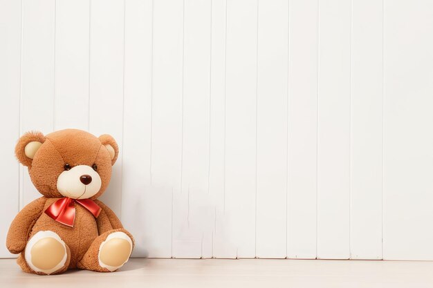 Cute teddy bear waiting patiently next to a ticking clock Generative AI