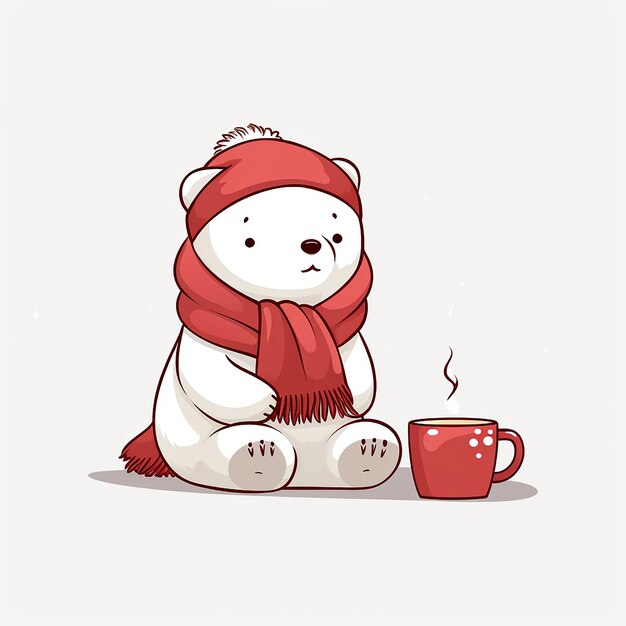 cute teddy bear wearing a red muffler