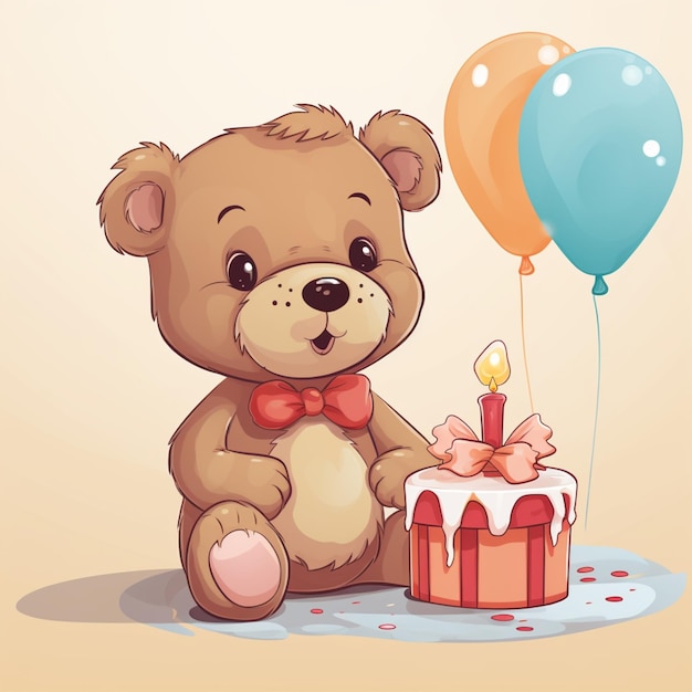 A cute teddy bear wishes you a happy birthday for a boy vector illustration of a cartoon