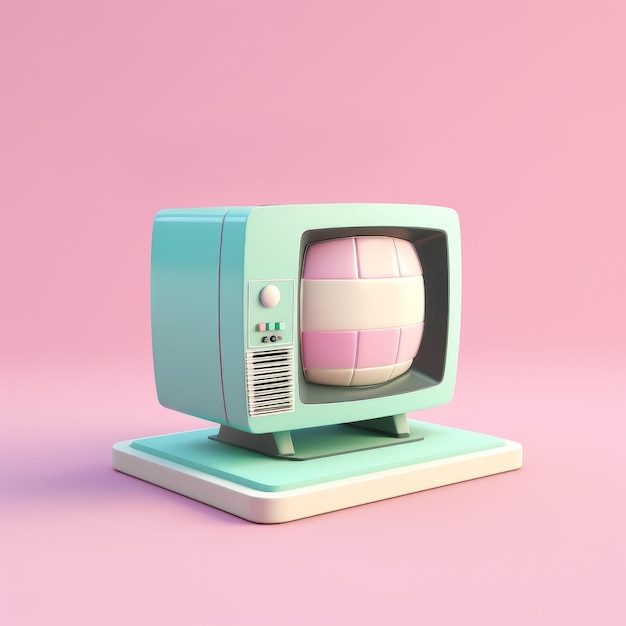 a cute Television on pink background