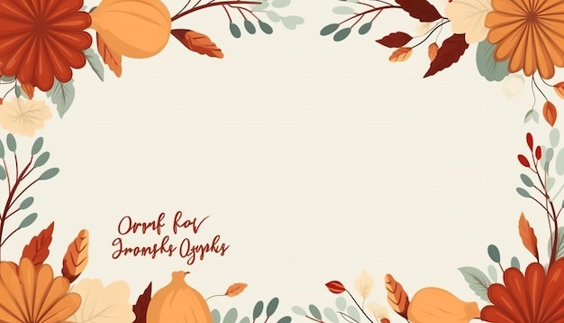 cute thanksgiving frame card template minimalist flat vector colors