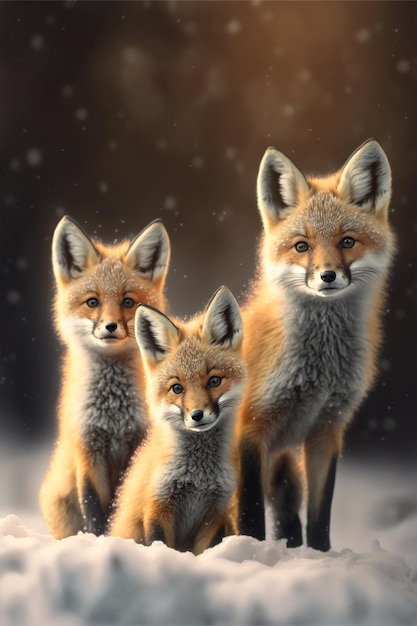 cute three fox