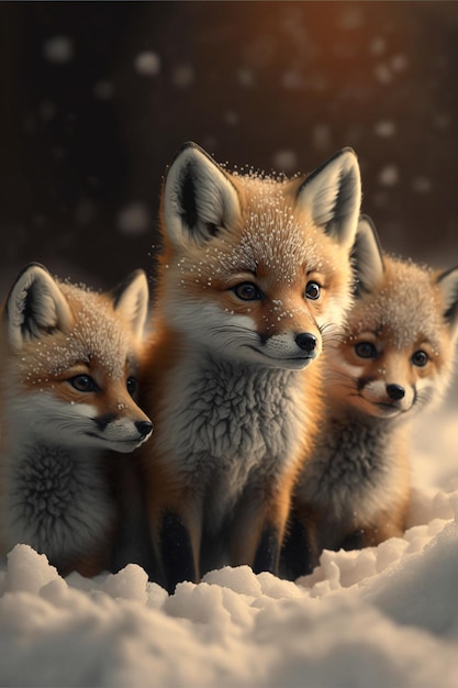 cute three fox