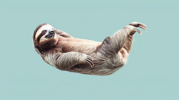 Photo a cute threetoed sloth is hanging out showing its belly and looking relaxed