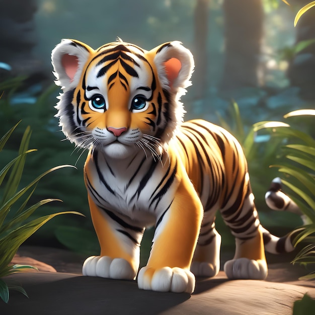 Cute tiger adventure digital animation