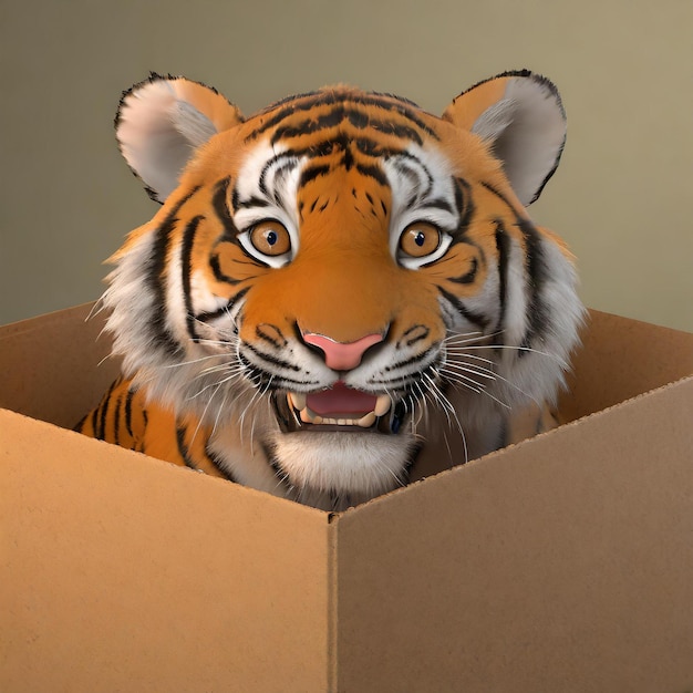 Cute Tiger in the Box Digital Art