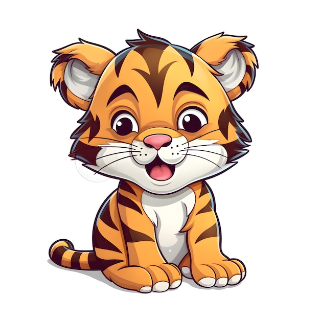 Cute tiger cartoon character isolated on white background Vector illustration