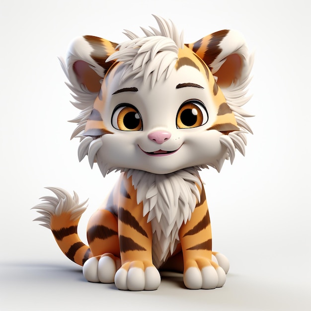 Cute tiger cartoon on white background