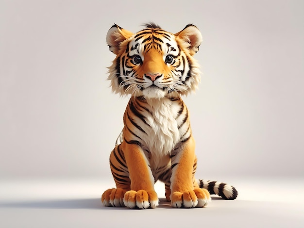 Cute Tiger cartoon on white background