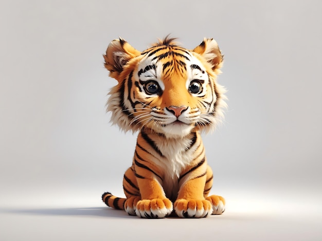 Cute Tiger cartoon on white background