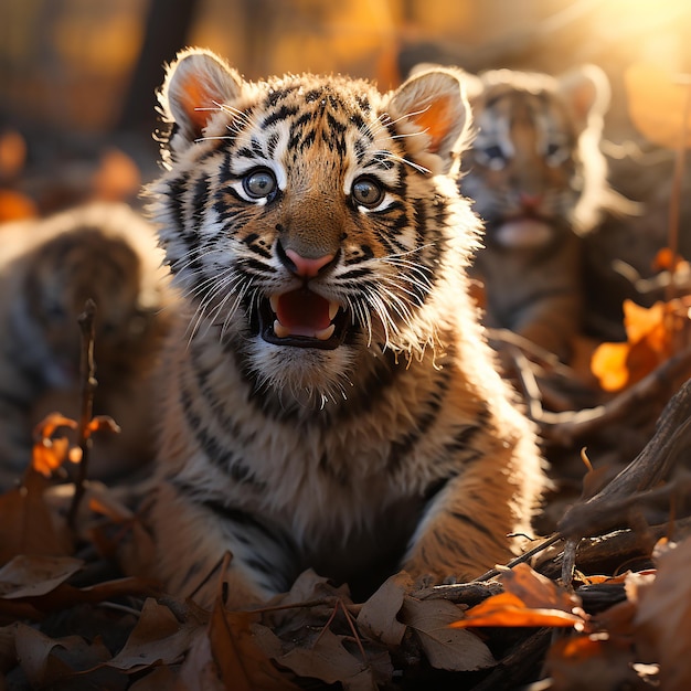 cute tiger cubs with small canines