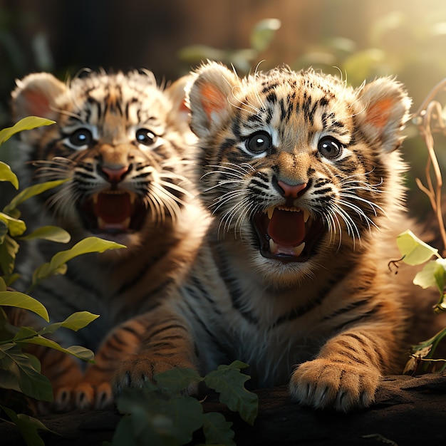 cute tiger cubs with small canines