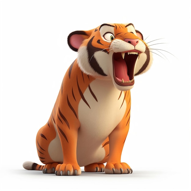 Cute tiger mascot in white background