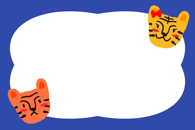 キューティ タイガー pngフレーム 透明な背景 青い動物のイラスト