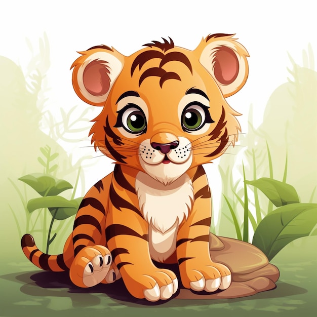 a cute tiger sitting vector style illustration