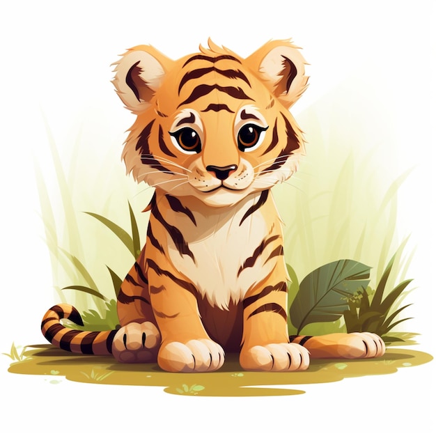 a cute tiger sitting vector style illustration