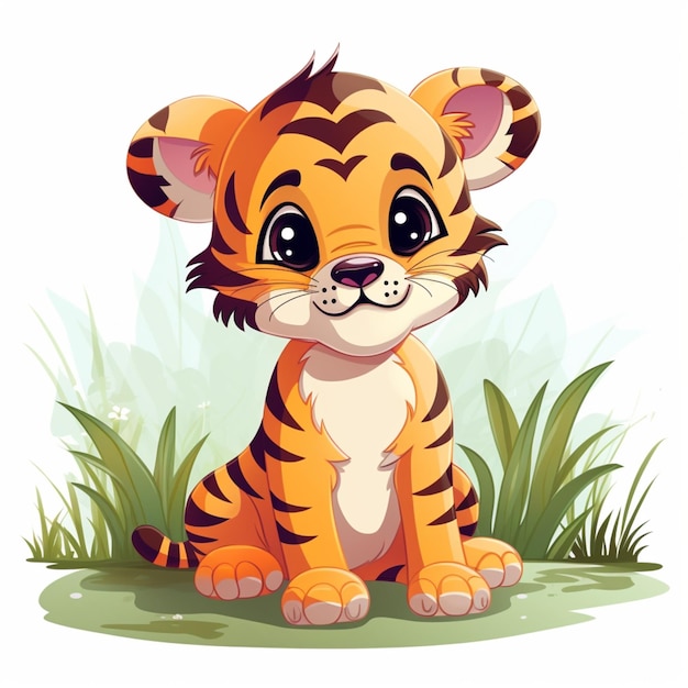 a cute tiger sitting vector style illustration