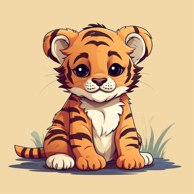 a cute tiger sitting vector style illustration