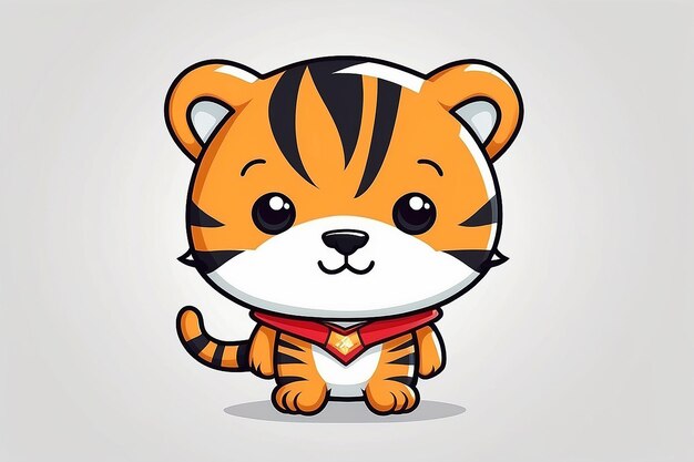 Cute Tiger Superhero Cartoon Vector Illustration