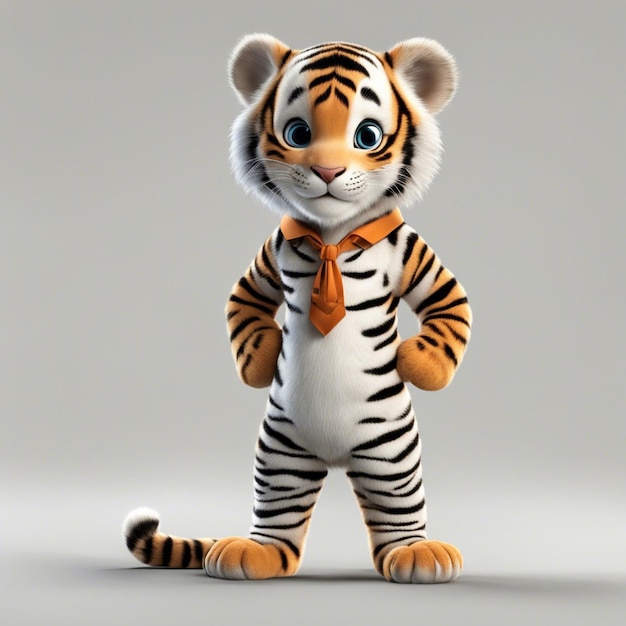 A cute tiger ware doctor clothes white background