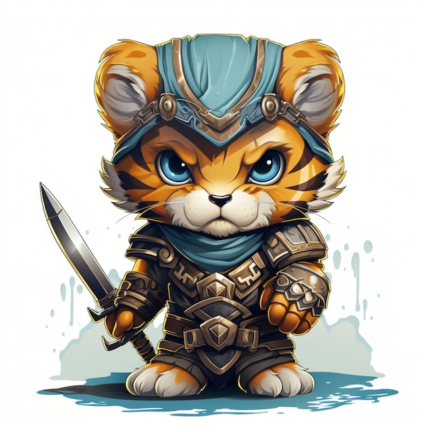 cute tiger warrior png