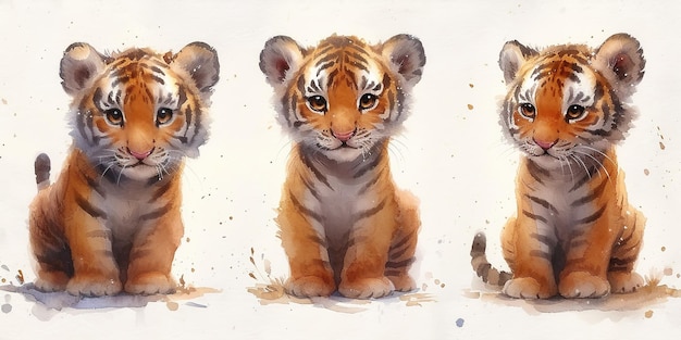 Cute tiger watercolor painting