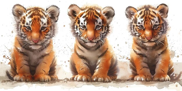 Cute tiger watercolor painting