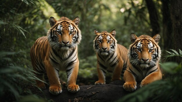 Cute tigers in jungle