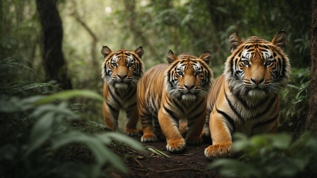 Cute tigers in jungle